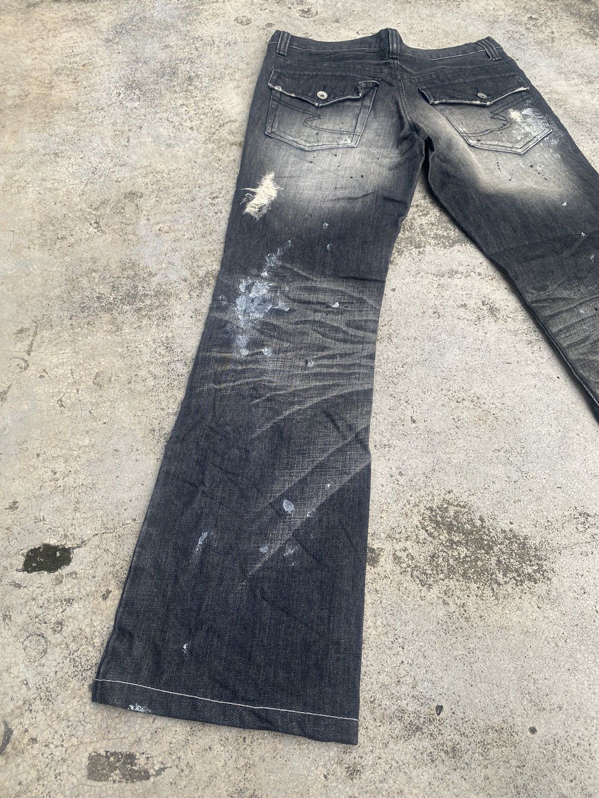 Japanese Brand Flare Jeans Semantic Distressed Boro Painted Bootcut Size US 32 / EU 48 - 14 Thumbnail