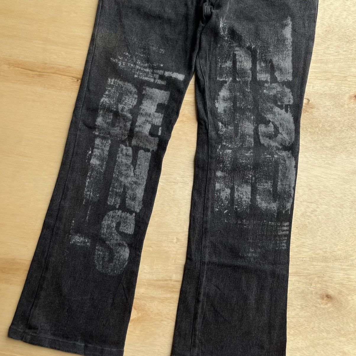 BERNINGS SHO BERNINGSHO BLACK WASHE POEM STUDED STRETCH PUNK FLARE DENIM Size US 31 - 3 Thumbnail