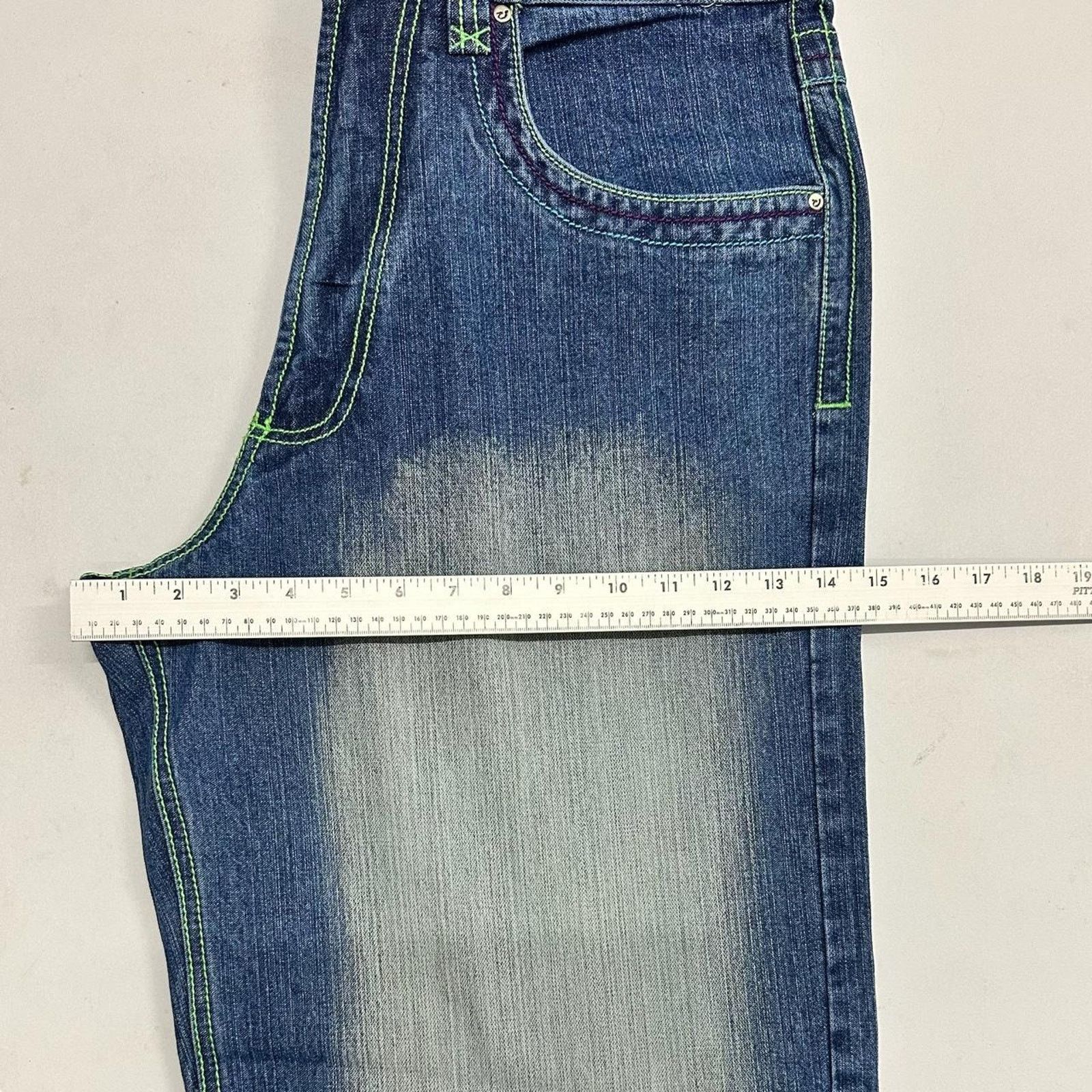 Vintage Vintage baggy y2k riflessi faded blue skater unique design Size US 36 / EU 52 - 6 Thumbnail