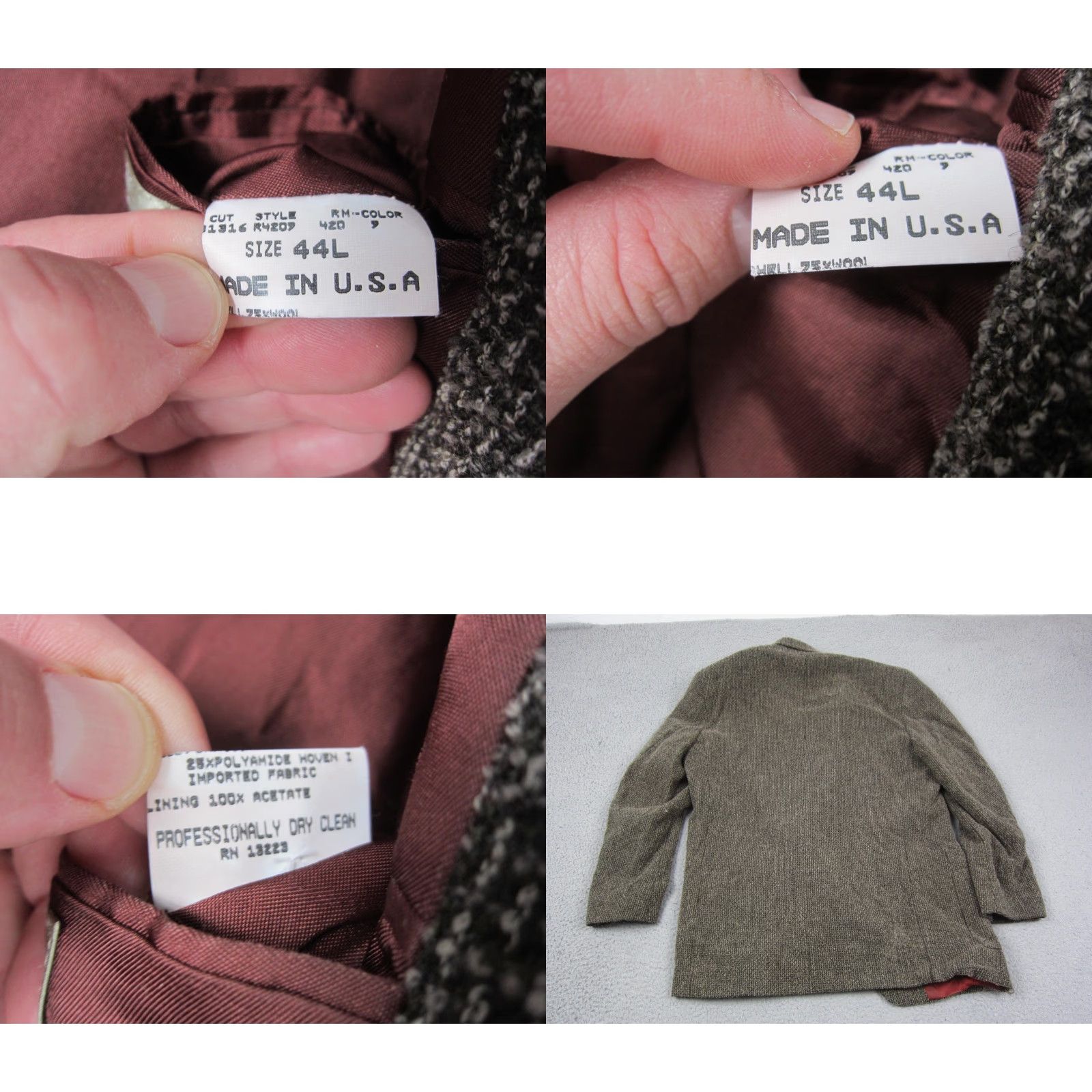 The Territory Ahead Territory Ahead Blazer Mens 44 L Green Black Wool Tweed Short Notch 3-Button Single-Breasted Vintage Jacket US Made Mens Size 44R - 10 Thumbnail
