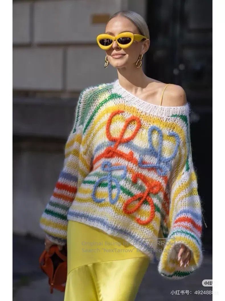 Loewe Loewe Colorful Striped Logo Mohair Sweater Size M / US 6-8 / IT 42-44 - 9 Thumbnail