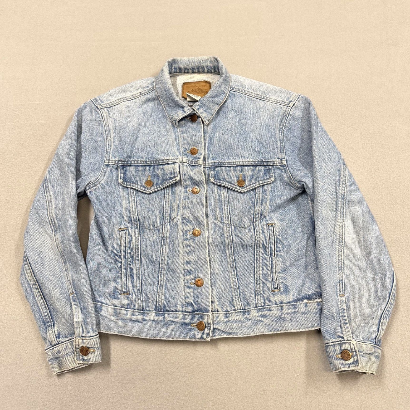 Vintage VINTAGE Calvin Klein Jeans Jacket Mens Small Blue Denim Bomber Made USA Size US 29 - 2 Thumbnail