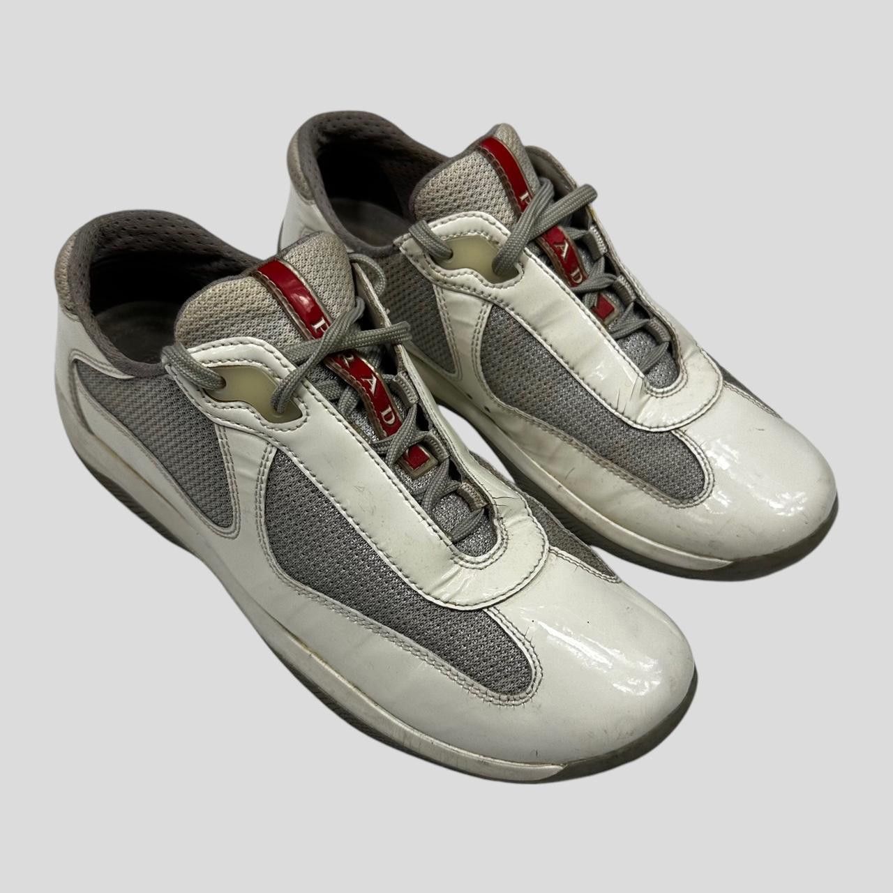 Prada Prada Americas Cup Patent White & Grey Mesh Trainer - UK3.5 Size US 6 / IT 36 - 1 Thumbnail