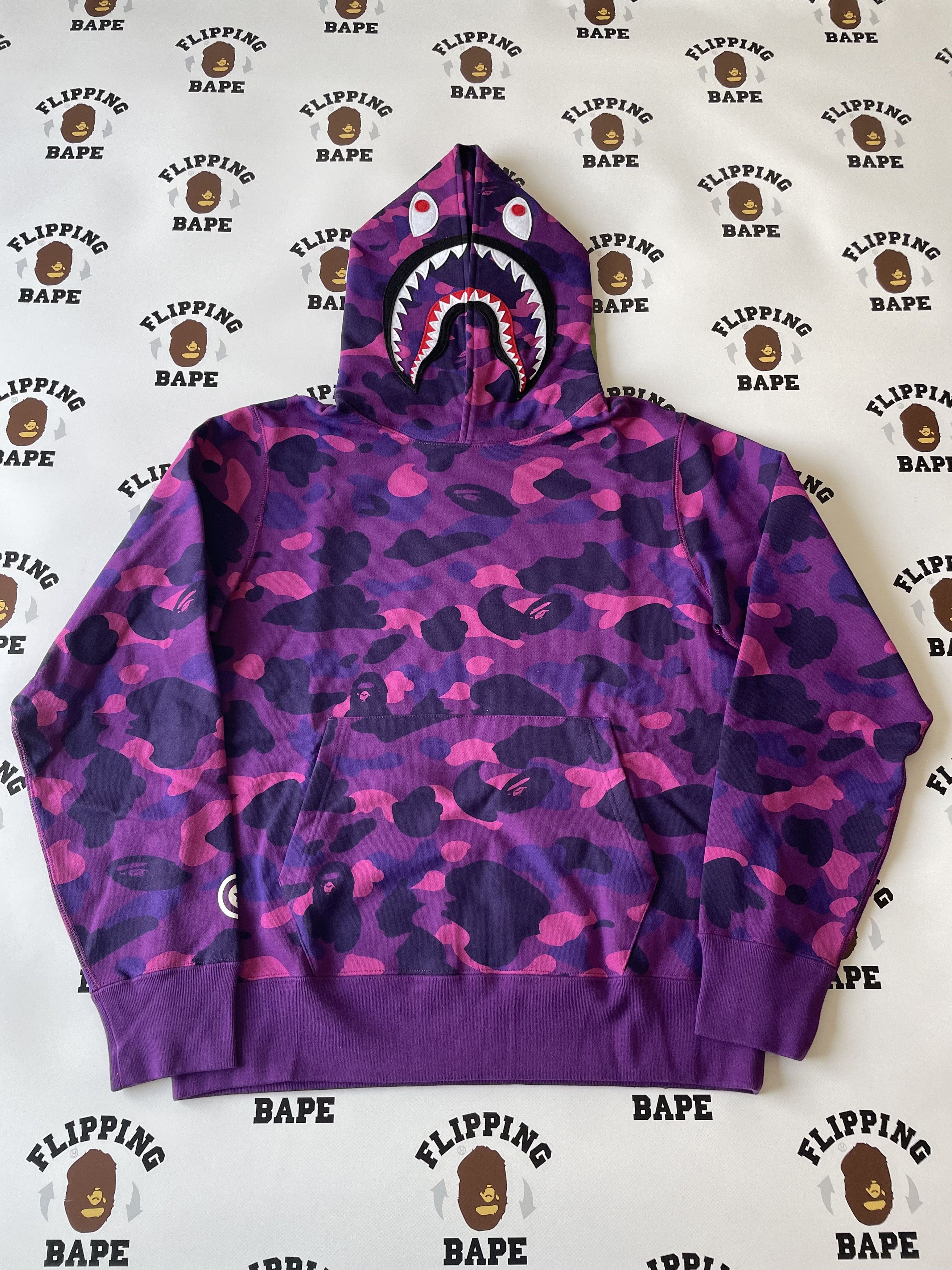 image of Bape Color Camo Shark Pullover Hoodie Ss24 in Purple, Men's (Size XL)