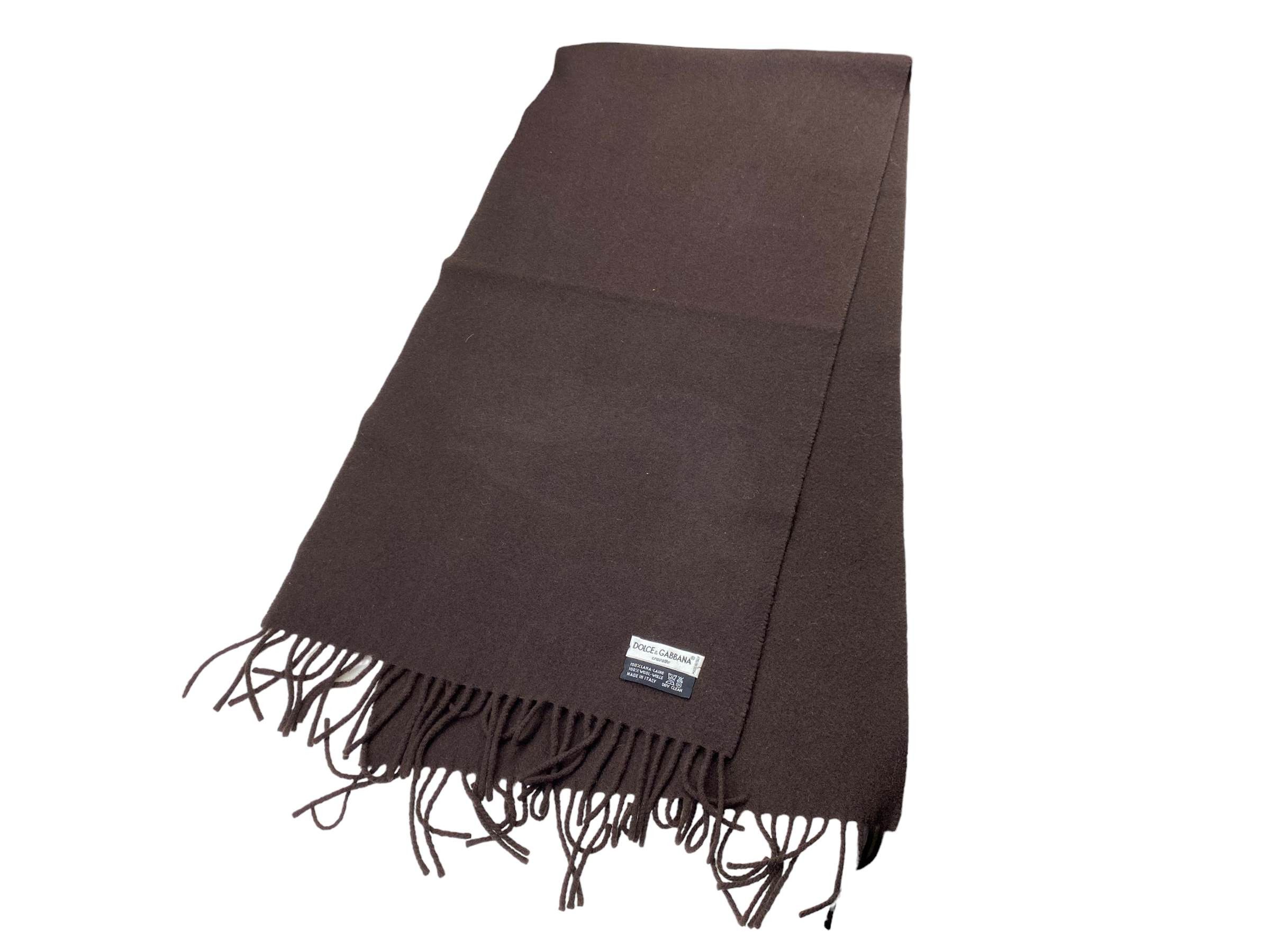 Dolce & Gabbana × Vintage Dolce&Gabbana Vintage Lambswool Scarf Dark Brown Winter Size ONE SIZE - 2 Thumbnail