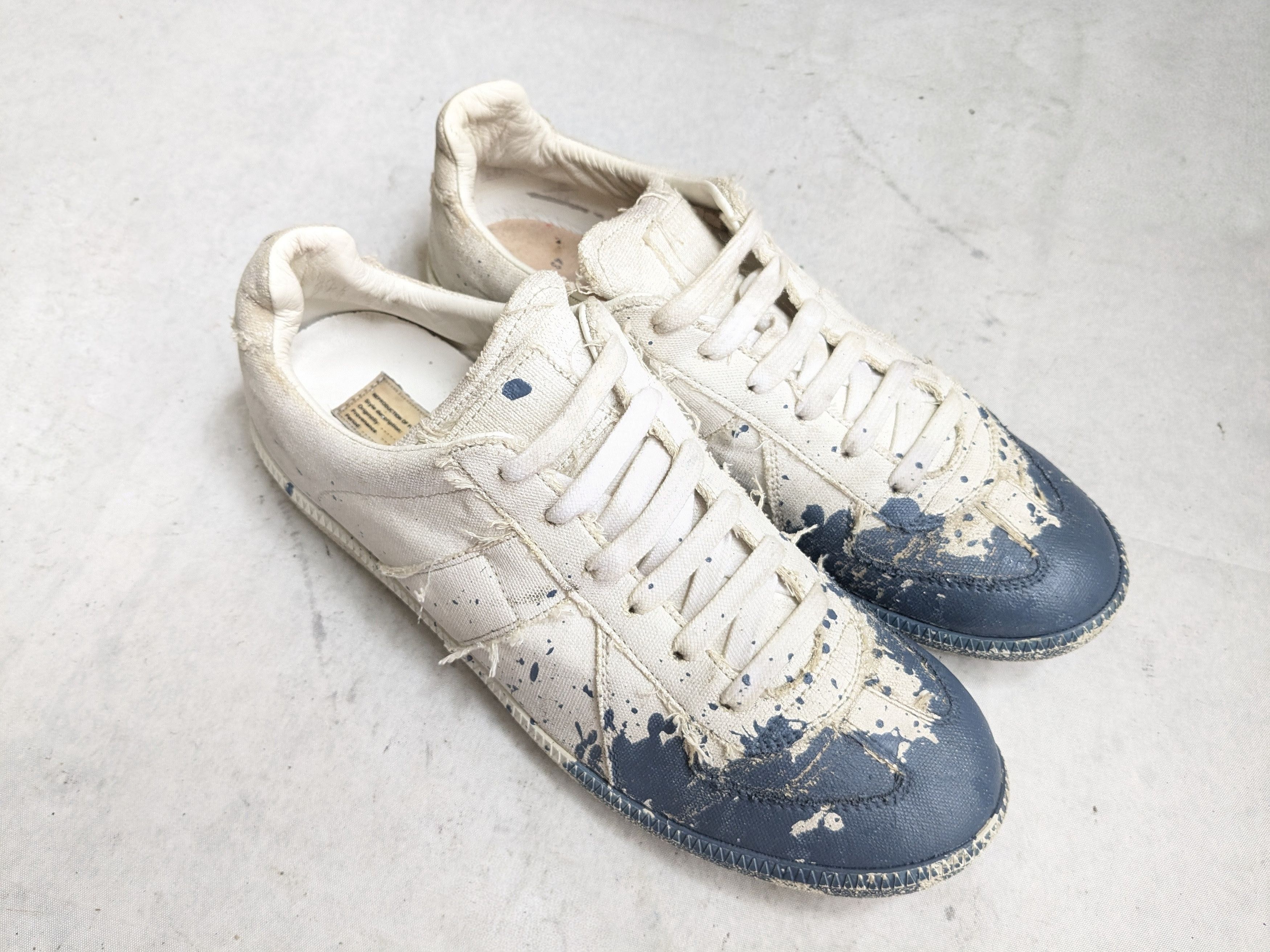 Maison Margiela MAISON MARGIELA Replica Paint Splatter Sneakers White Blue Size US 10 / EU 43 - 2 Thumbnail