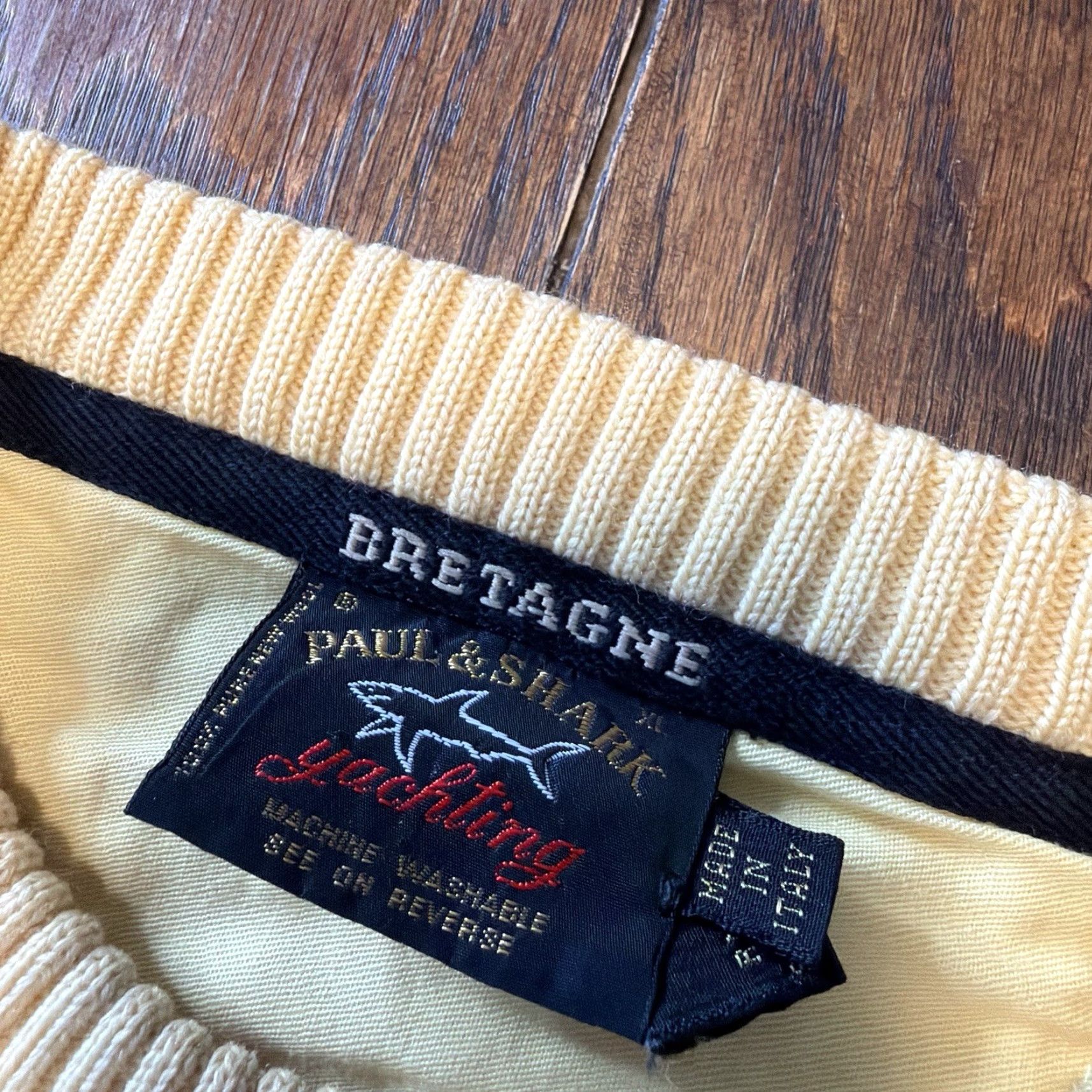 Paul & Shark VINTAGE Paul & Shark Italy Yachting BRETAGNE Men’s Yellow Pullover Sweater Jumper XL Pullover Knit Wool Cable-Knit Logo Sailboat Anchor Size US XL / EU 56 / 4 - 3 Thumbnail
