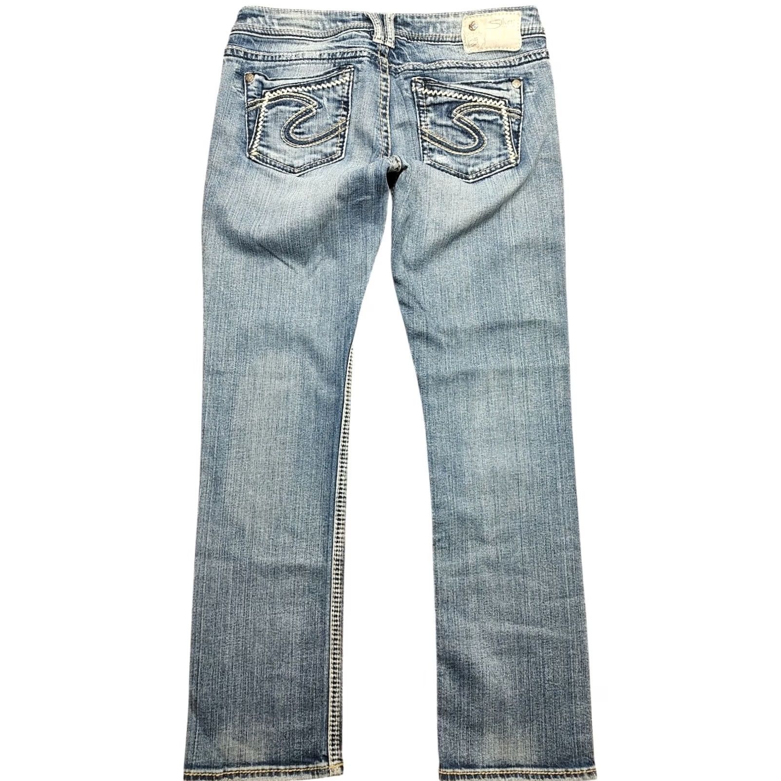 Silver Jeans Co. Silver Jeans Womens Jeans Straight 5-Pocket Denim Blue Light Wash 29x29 Inseam XS? 29? Size 29" - 2 Thumbnail