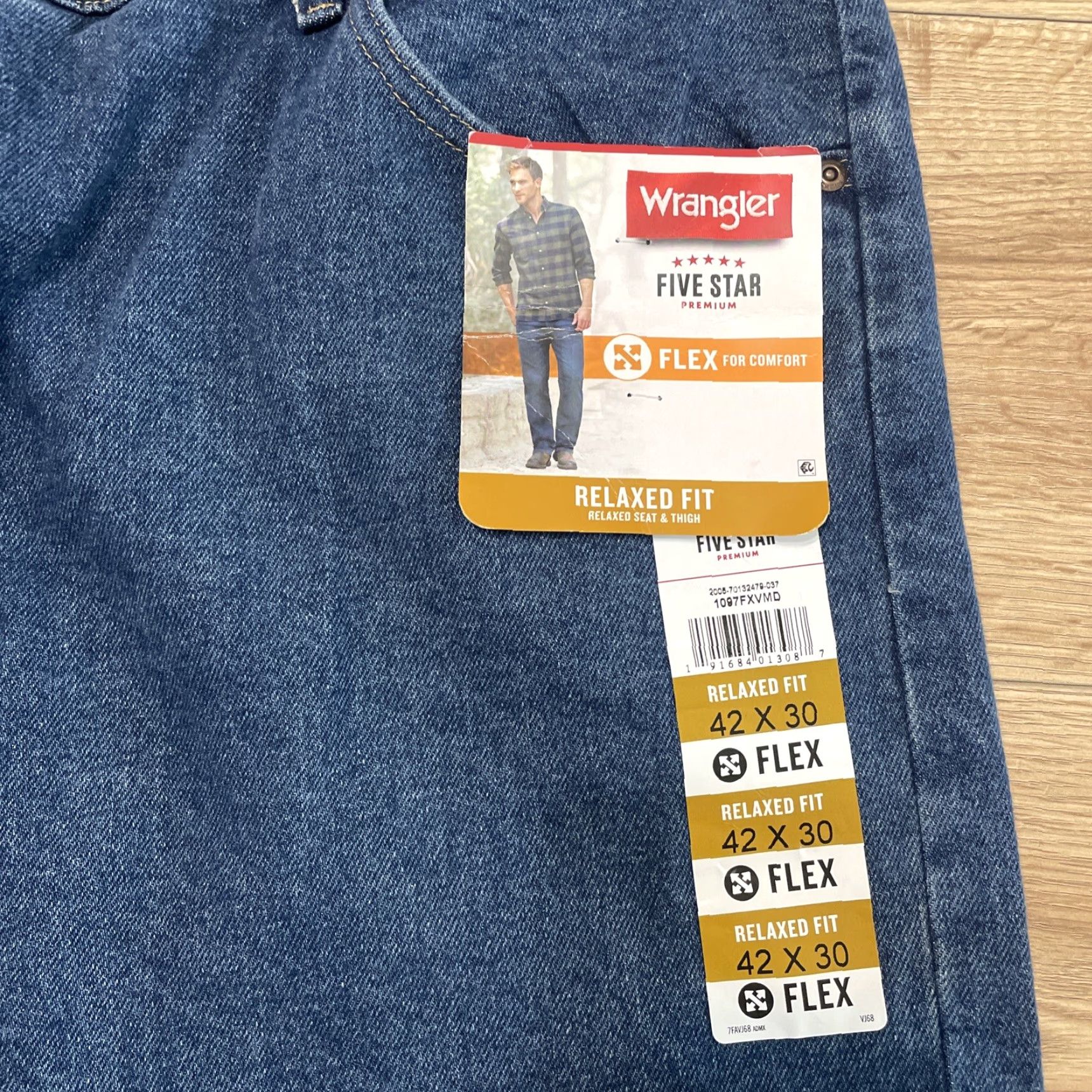 Wrangler VINTAGE Wrangler Men's Jeans Relaxed Fit 42x30 Blue Cowboy Denim Cotton Blend 90s Straight Size US 42 / EU 58 - 2 Thumbnail