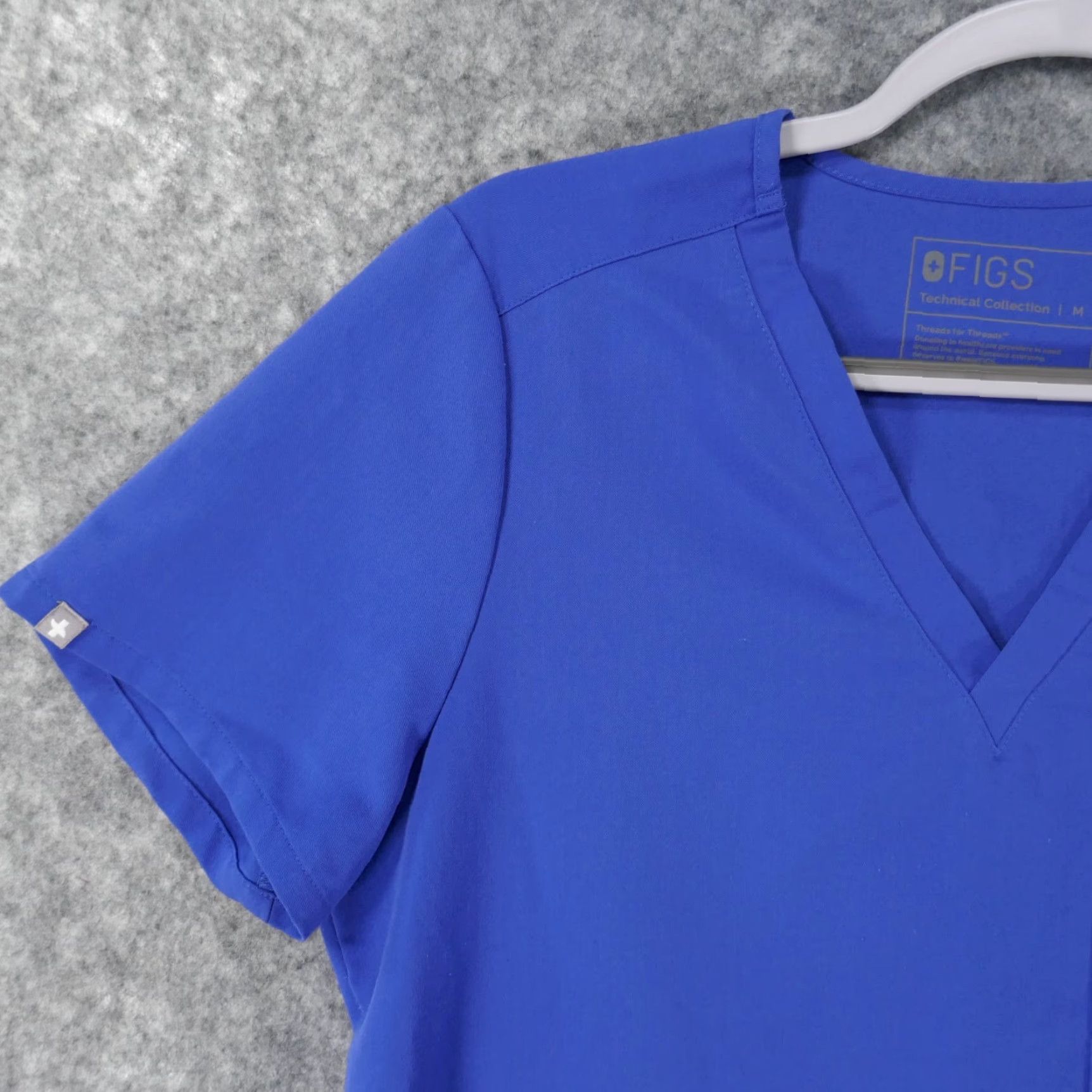 Vintage Figs Scrub Top Womens Medium Short Sleeve Blue w Pockets Size M / US 6-8 / IT 42-44 - 3 Thumbnail