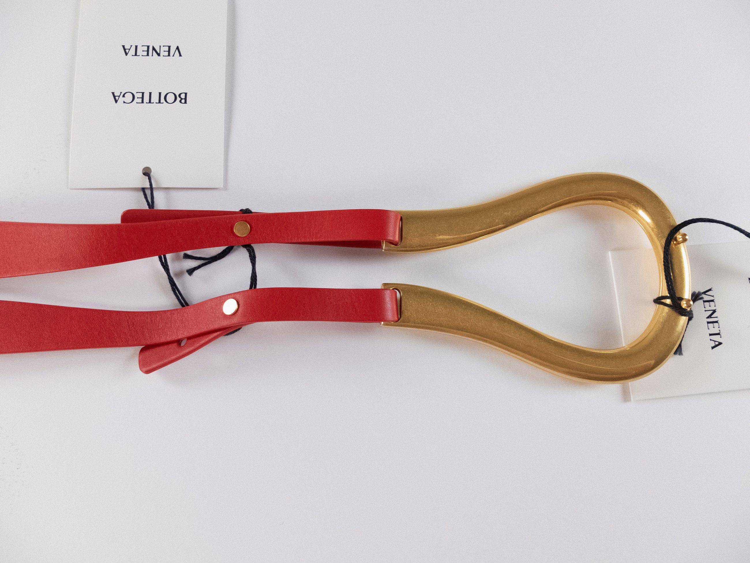Bottega Veneta BOTTEGA VENETA red gold horseshoe buckle belt Large Size ONE SIZE - 6 Thumbnail