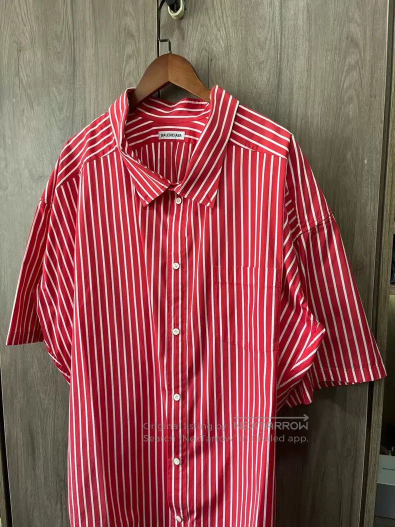 Balenciaga Balenciaga Red and White Striped Cotton Shirt Size XXS / US 00 / IT 34 - 7 Thumbnail