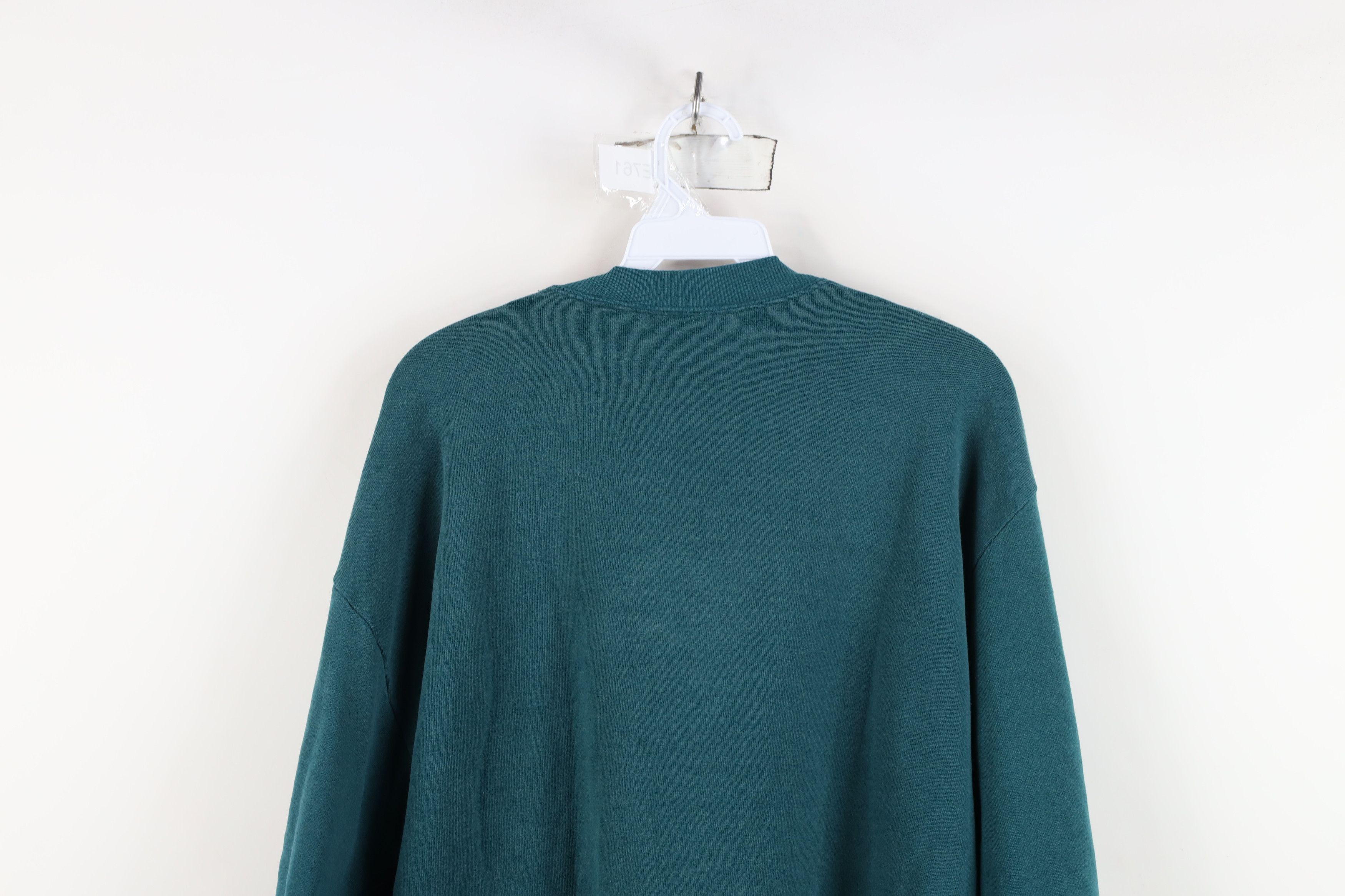 Vintage Vintage 90s Streetwear Blank Crewneck Sweatshirt Teal USA Size US XL / EU 56 / 4 - 11 Thumbnail