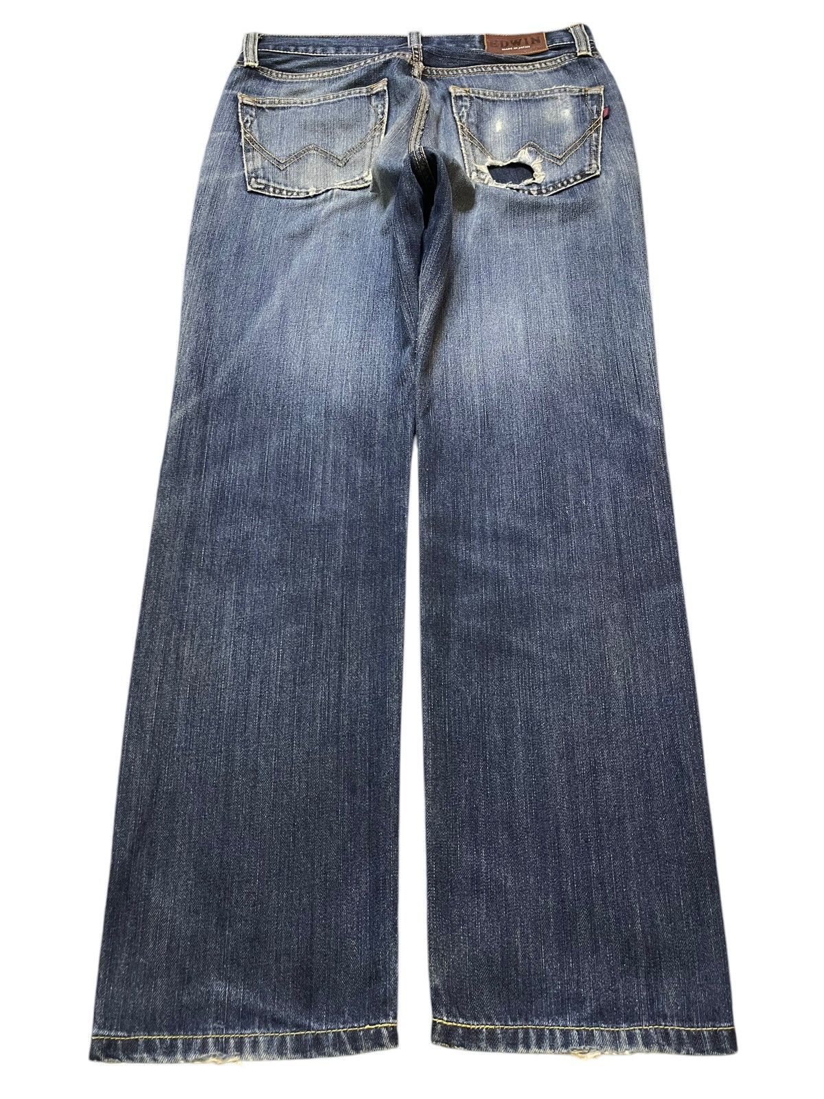 Edwin Vintage Edwin 402 Blue Faded Wash Distress Style Jeans Size US 30 / EU 46 - 2 Thumbnail