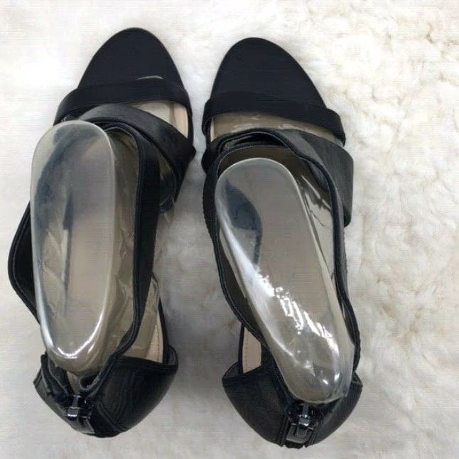 Vintage Via Spiga Fiorel Black Leather Block Heeled Dress Sandal Women Size 10 M Size L / US 10 / IT 46 - 3 Thumbnail