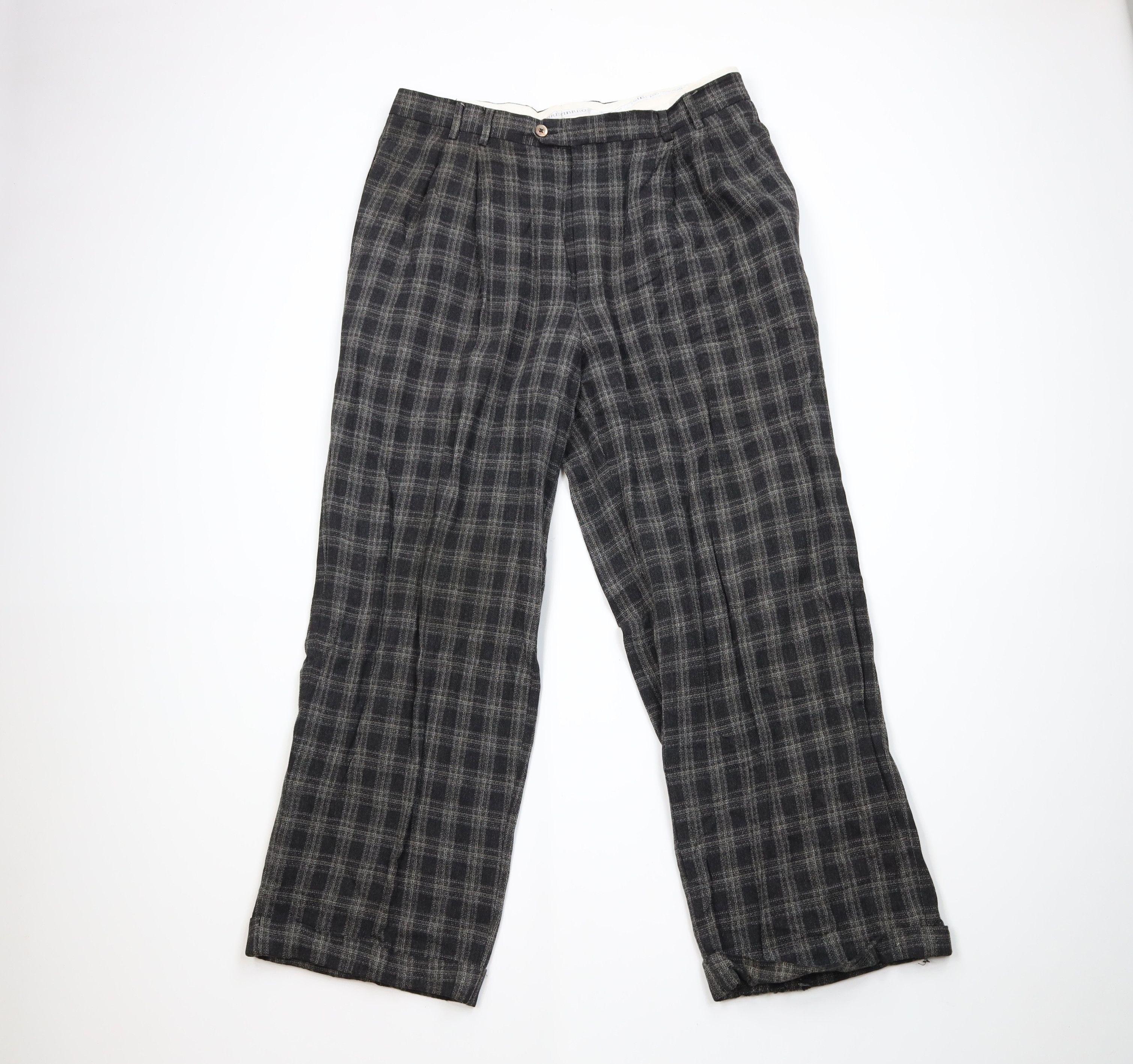 Vintage Vintage 90s Streetwear Pleated Wide Leg Chino Pants Plaid Size US 36 / EU 52 - 1 Thumbnail