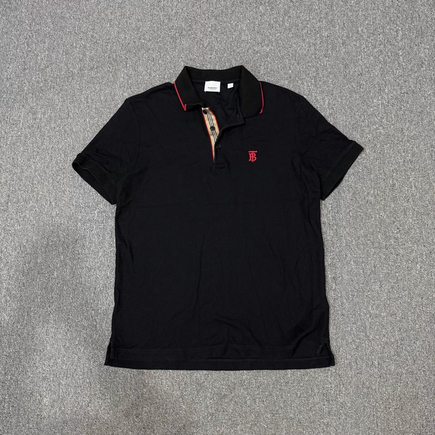 Burberry Black Short Sleeve Polo with Red Accents Size US L / EU 52-54 / 3 - 1 Thumbnail
