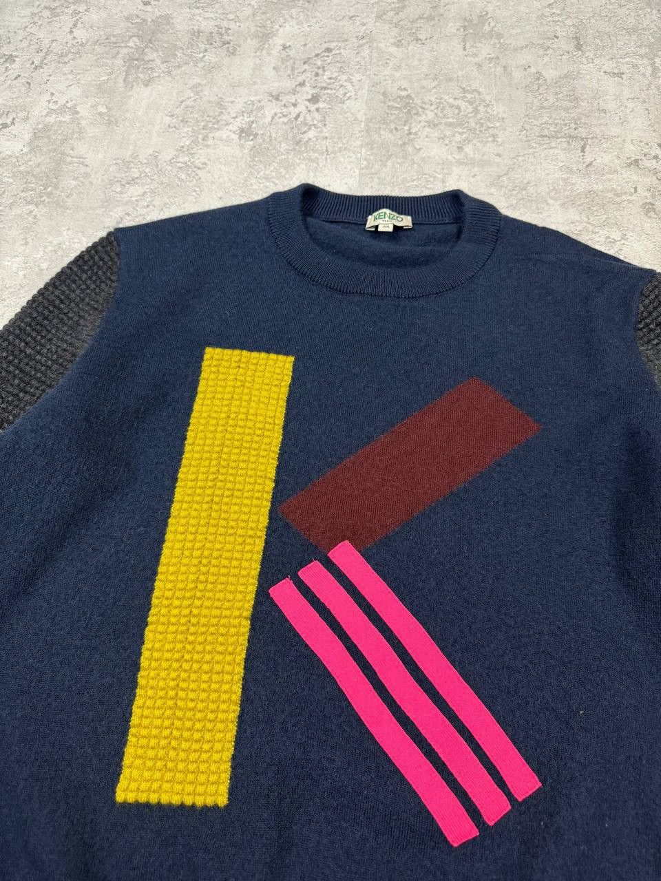 Kenzo Kenzo Wool Knit Dark Blue Women's Sweater Big Logo Size M / US 6-8 / IT 42-44 - 6 Thumbnail