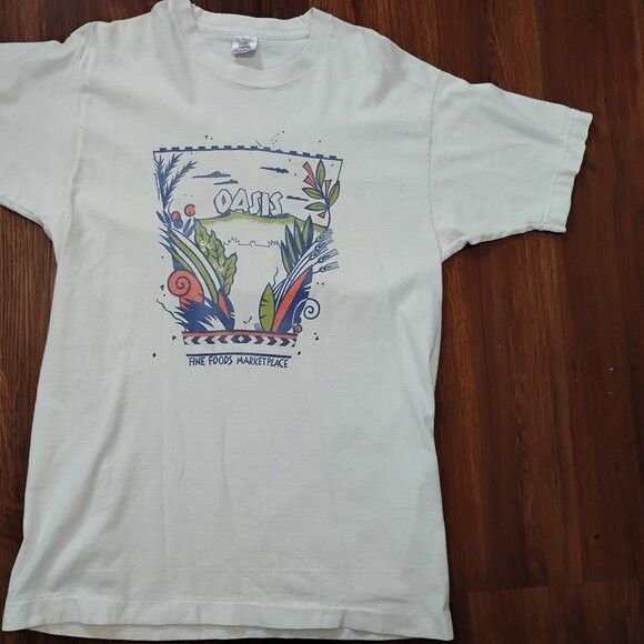 Fruit Of The Loom Vintage 90s Oasis Fine Foods Marketplace T-Shirt Size US L / EU 52-54 / 3 - 3 Thumbnail