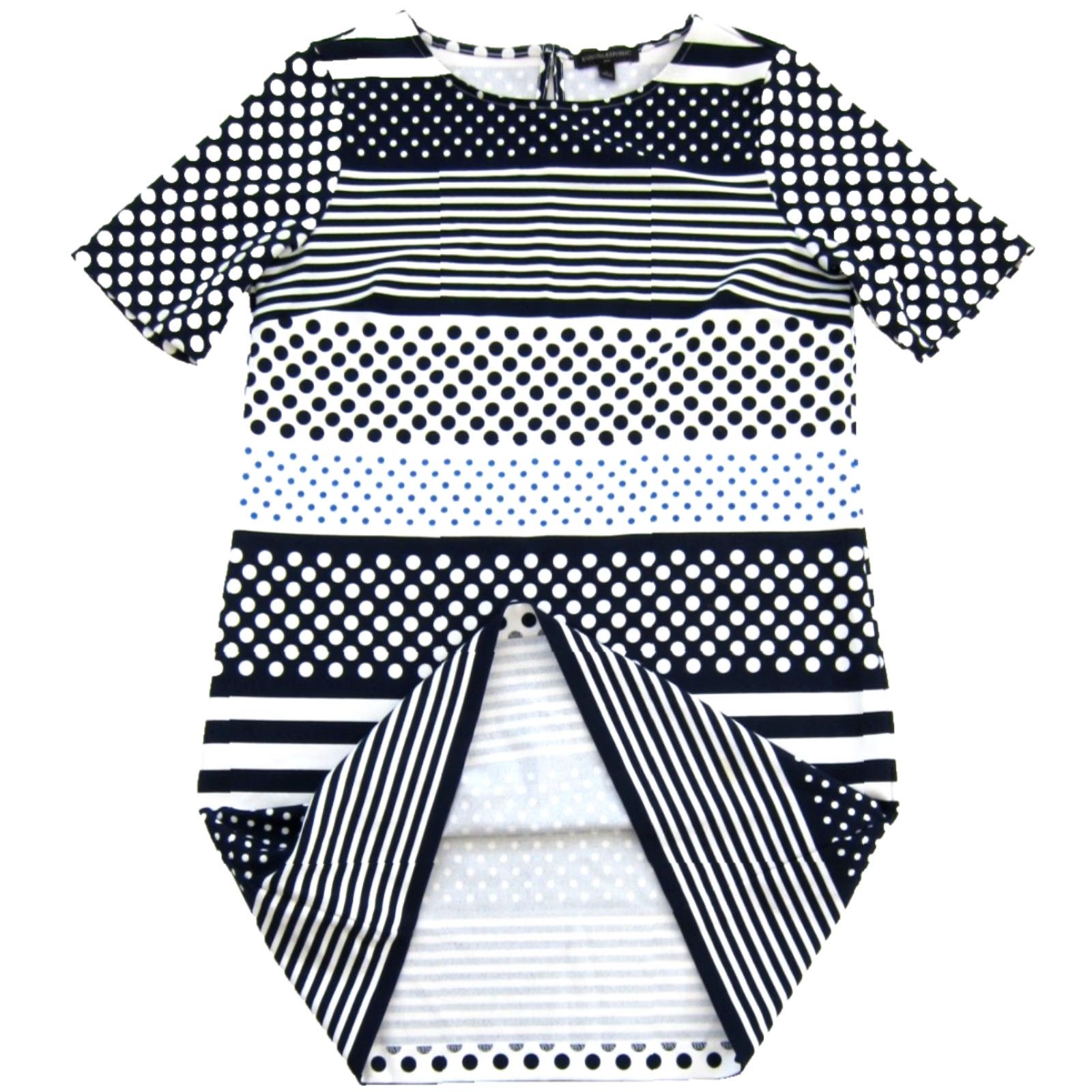 Banana Republic Banana Republic Dress Blue Polka Dot Stretch Short Sleeve Shift Large Women Midi Knee Length Maxi Shirt Dress Size 36" / US 14 / IT 50 - 5 Thumbnail