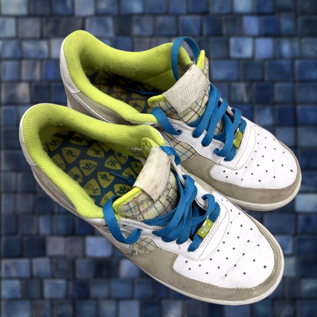 Nike VINTAGE Nike Air Force 1 Low '07 Net Plaid Volt Blue 2007 Wmns Size 9 AF1 315115-114 Sneakers Women Size US 7 / IT 37 - 1 Thumbnail
