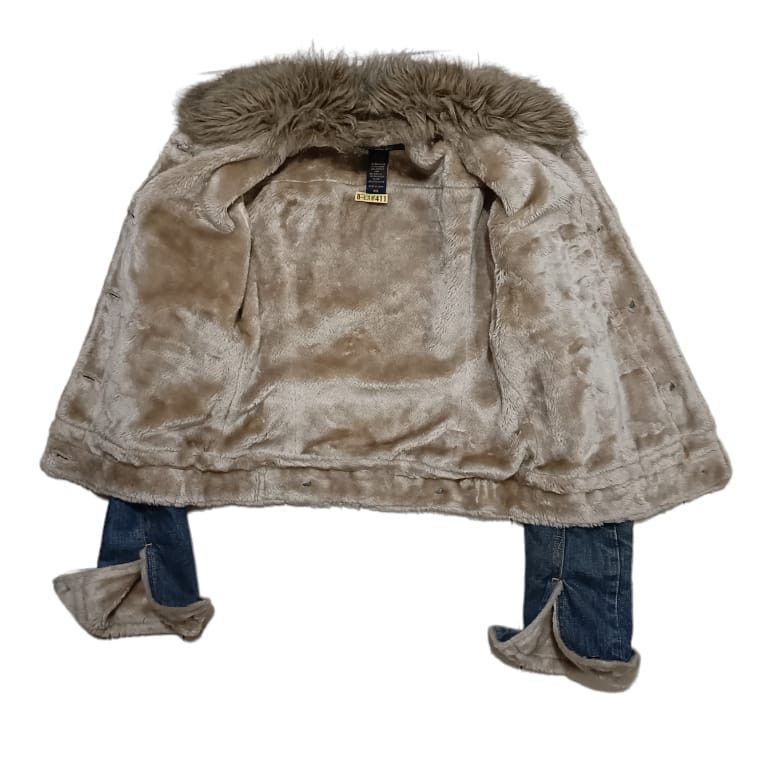 Abercrombie & Fitch 2000's Fur Denim Jacket Size XS / US 0-2 / IT 36-38 - 3 Thumbnail