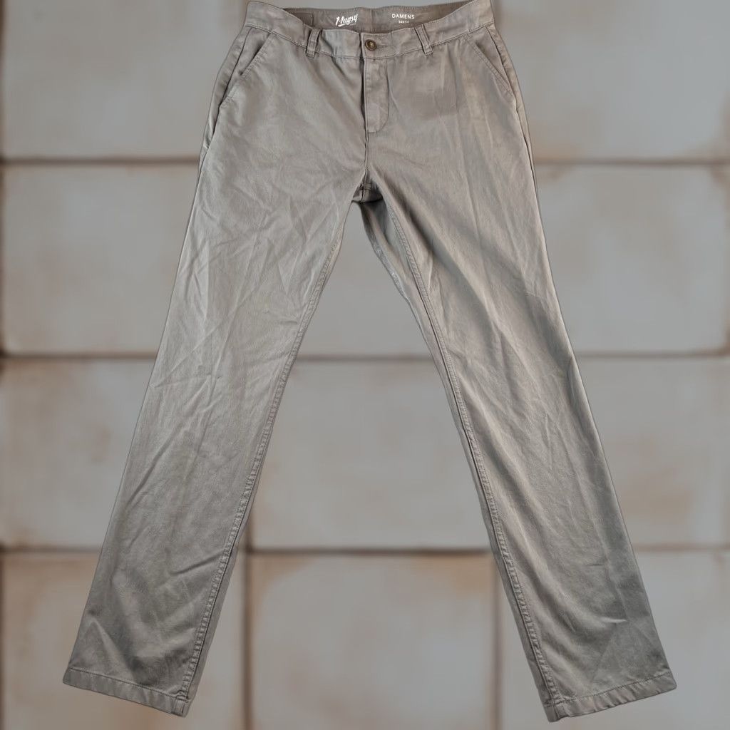 Vintage Mugsy Jeans Damens 34x34 Regular Gray 5-Pocket Denim Stretch City Logo College Size US 34 / EU 50 - 1 Thumbnail