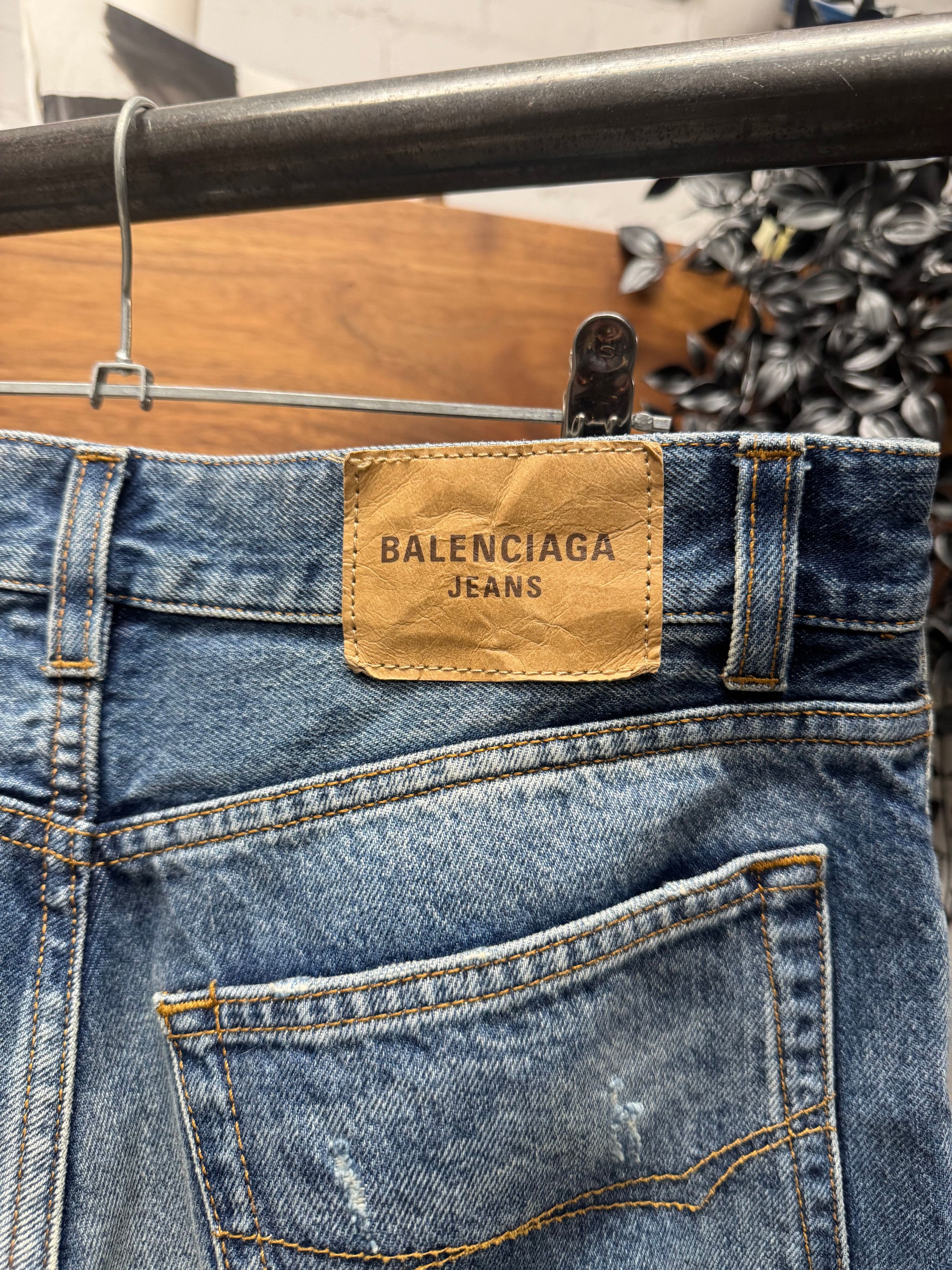 Balenciaga 2021 Balenciaga Washed Blue ‘Heelbite’ Bootcut Denim Size US 30 / EU 46 - 4 Thumbnail