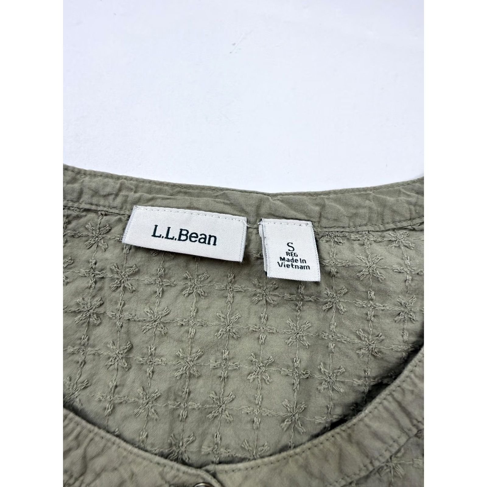 Vintage L.L. Bean Shirt Womens Small Green Henley 3/4 Sleeve Embroidered Tunic Top Size S / US 4 / IT 40 - 3 Thumbnail