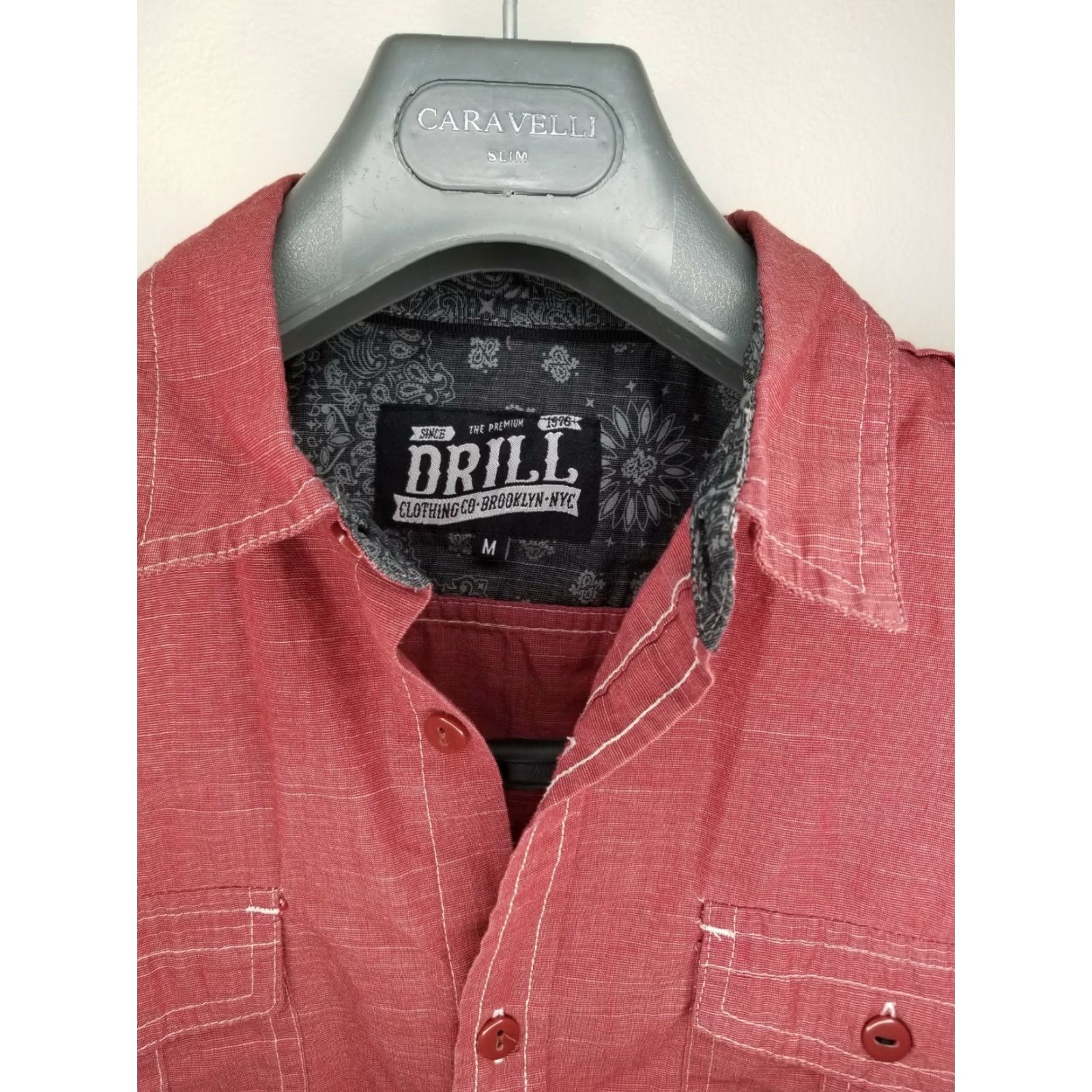 Vintage DRILL CLOTHING CO. Button Up Long Sleeve Shirt Red 2 Pocket Adult Medium Mens Size US M / EU 48-50 / 2 - 2 Thumbnail