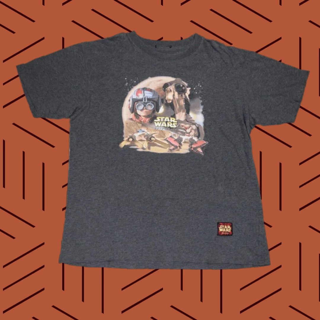 Star Wars VINTAGE STAR WARS ANAKIN POD RACING T-SHIRT ADULT LARGE DARK GRAY GRAPHIC MENS Size US L / EU 52-54 / 3 - 1 Thumbnail