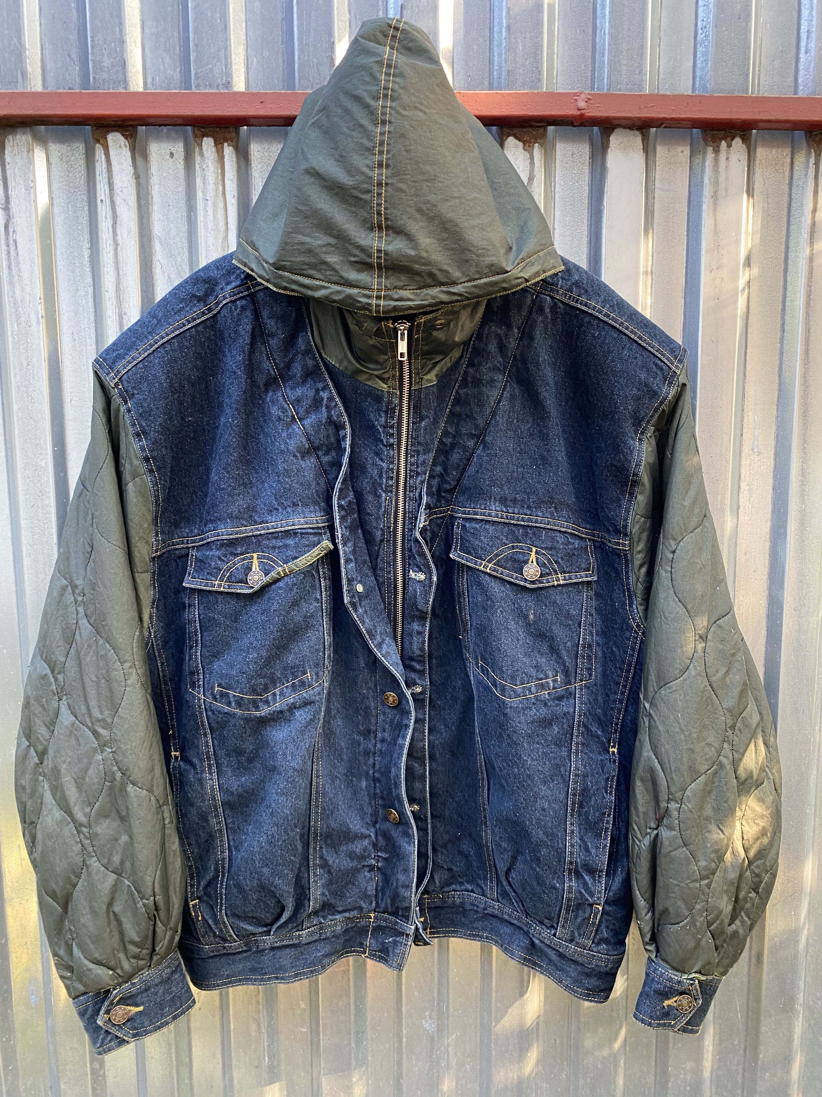 Japanese Brand × Rap Tees RARE🔥VINTAGE PELLE PELLE STYLE DENIM/PUFFER JACKET RAP 90S Size US L / EU 52-54 / 3 - 3 Thumbnail