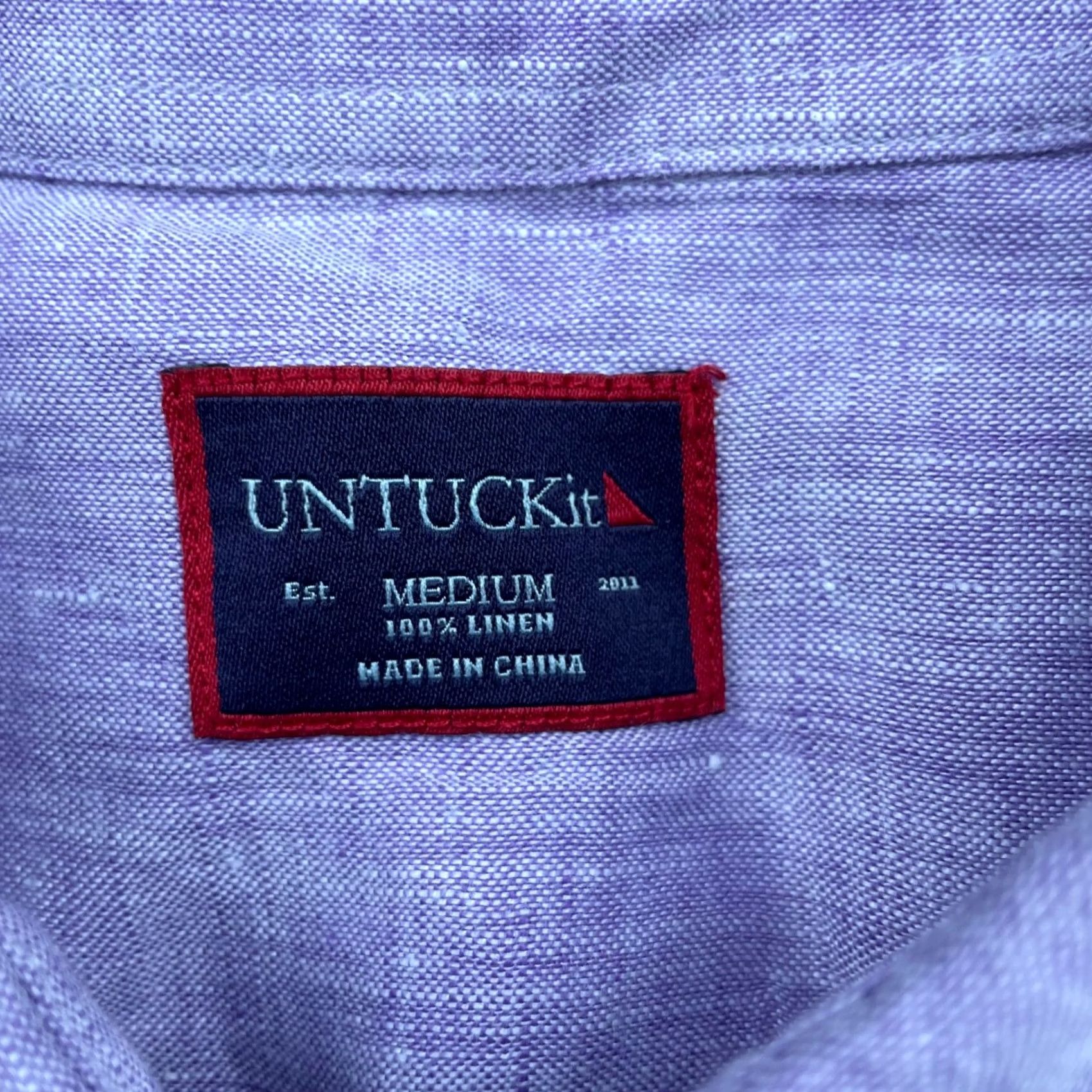 UNTUCKit UNTUCKit Men’s Button Shirt Purple 100% Linen L/S Medium Casual Size US L / EU 52-54 / 3 - 3 Thumbnail