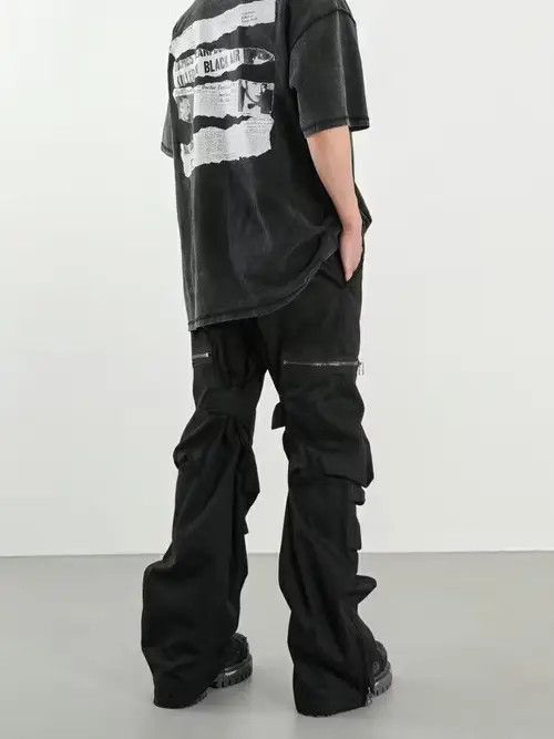 Designer × Vintage hiphop utility flared pleated cargo pants Size US 32 / EU 48 - 2 Thumbnail