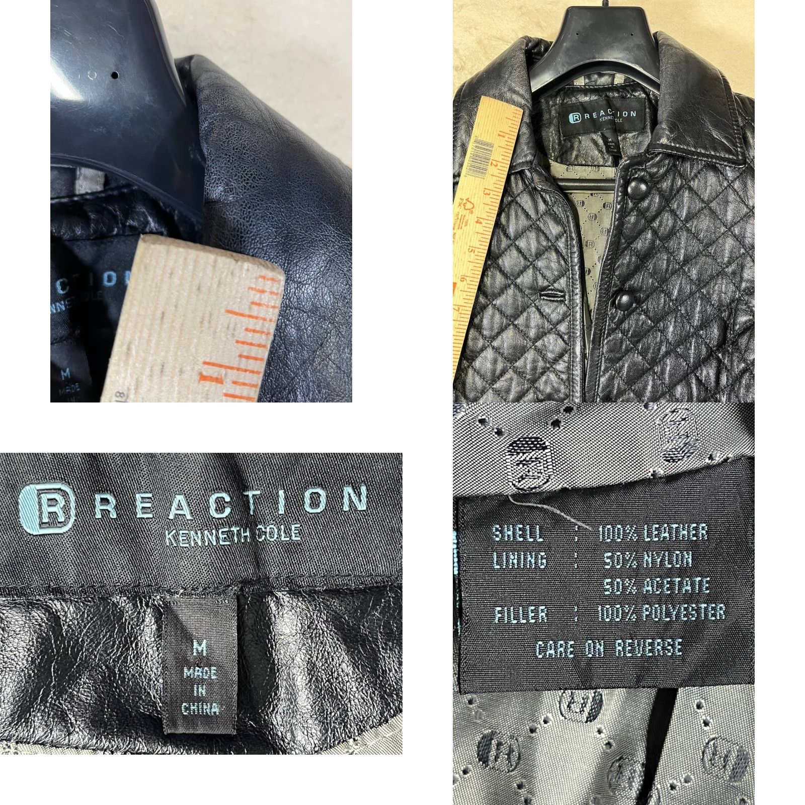 Vintage Kenneth Cole Reaction Jacket Womens Leather Quilted Black M Size Womens Regular Leather Basic Jacket Dresses? Size M / US 6-8 / IT 42-44 - 8 Thumbnail