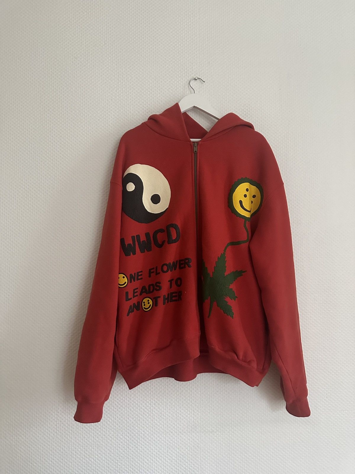 image of Cactus Plant Flea Market Cpfm Earth First Hoodie in Red, Men's (Size Large)