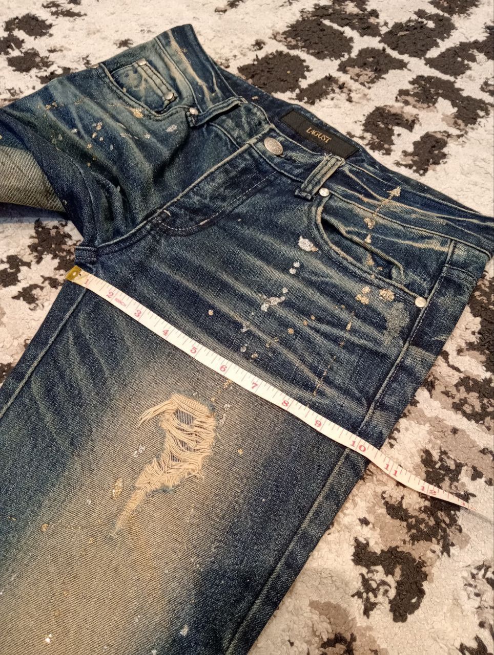 Japanese Brand Vintage Lagust Splatter Distressed Ankle Zip Jeans Size US 33 - 20 Thumbnail