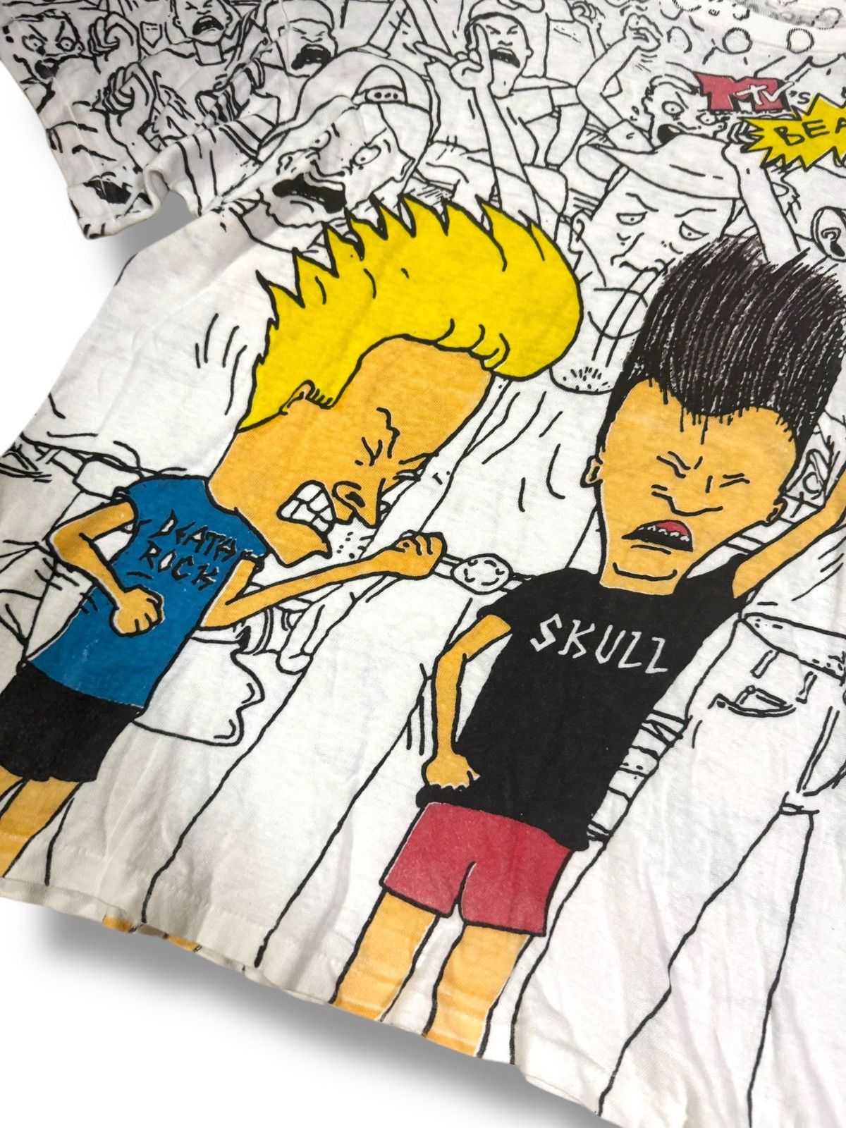 Mtv × Vintage RARE✨VINTAGE BEAVIS & BUTTHEAD ALLOVERPRINT BOOTLEG TEE PUNK Size US XL / EU 56 / 4 - 2 Thumbnail
