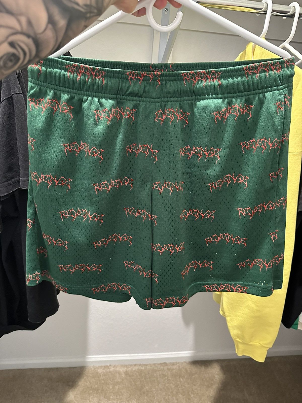 image of Revenge “Massacre Shorts 2024” Green ( Medium), Men's (Size 31)