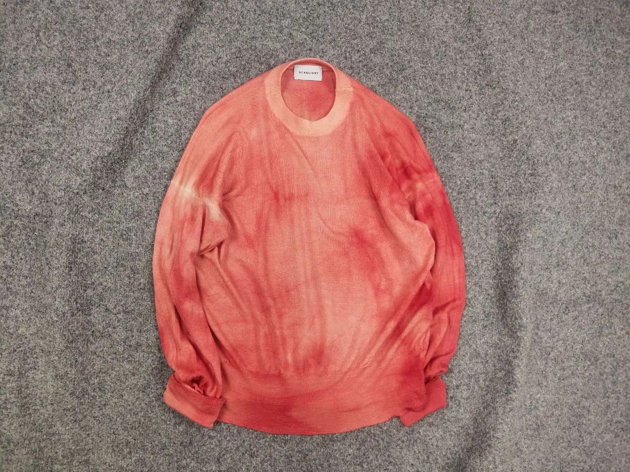 Designer Scaglione Design merino x cashmere garment dyed red sweater Size M / US 6-8 / IT 42-44 - 1 Thumbnail
