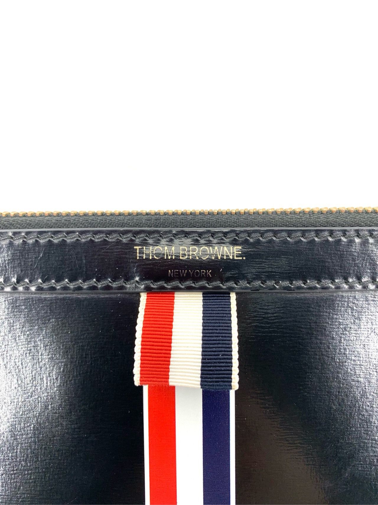 Thom Browne Thom Browne Three-Stripe Polished Leather Clutch Size ONE SIZE - 3 Thumbnail