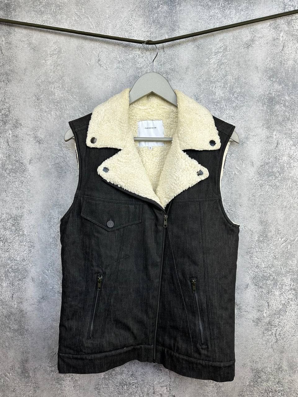 Surface To Air Surface To Air Black Denim Sherpa Lined Biker Vest Size US XS / EU 42 / 0 - 1 Thumbnail