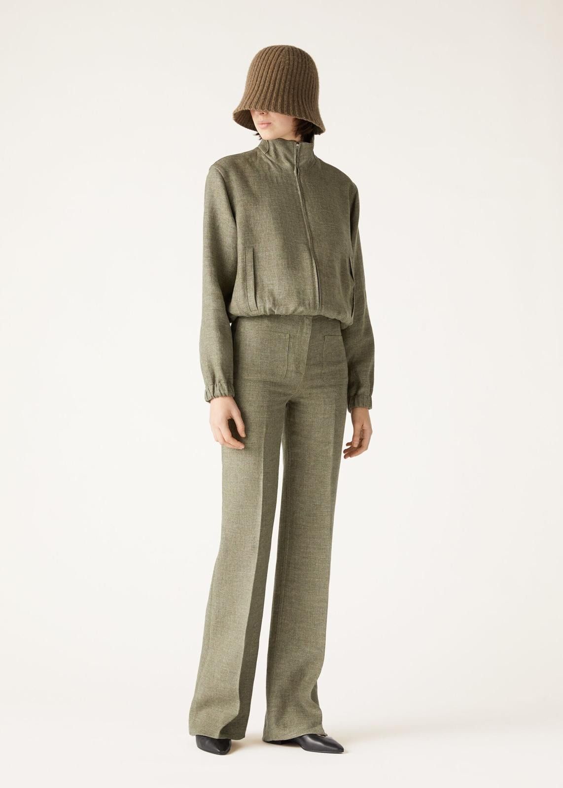 Loro Piana o1srvl11e0825 FAO6132 Bomber Linen Jacket in Green Size L / US 10 / IT 46 - 3 Thumbnail
