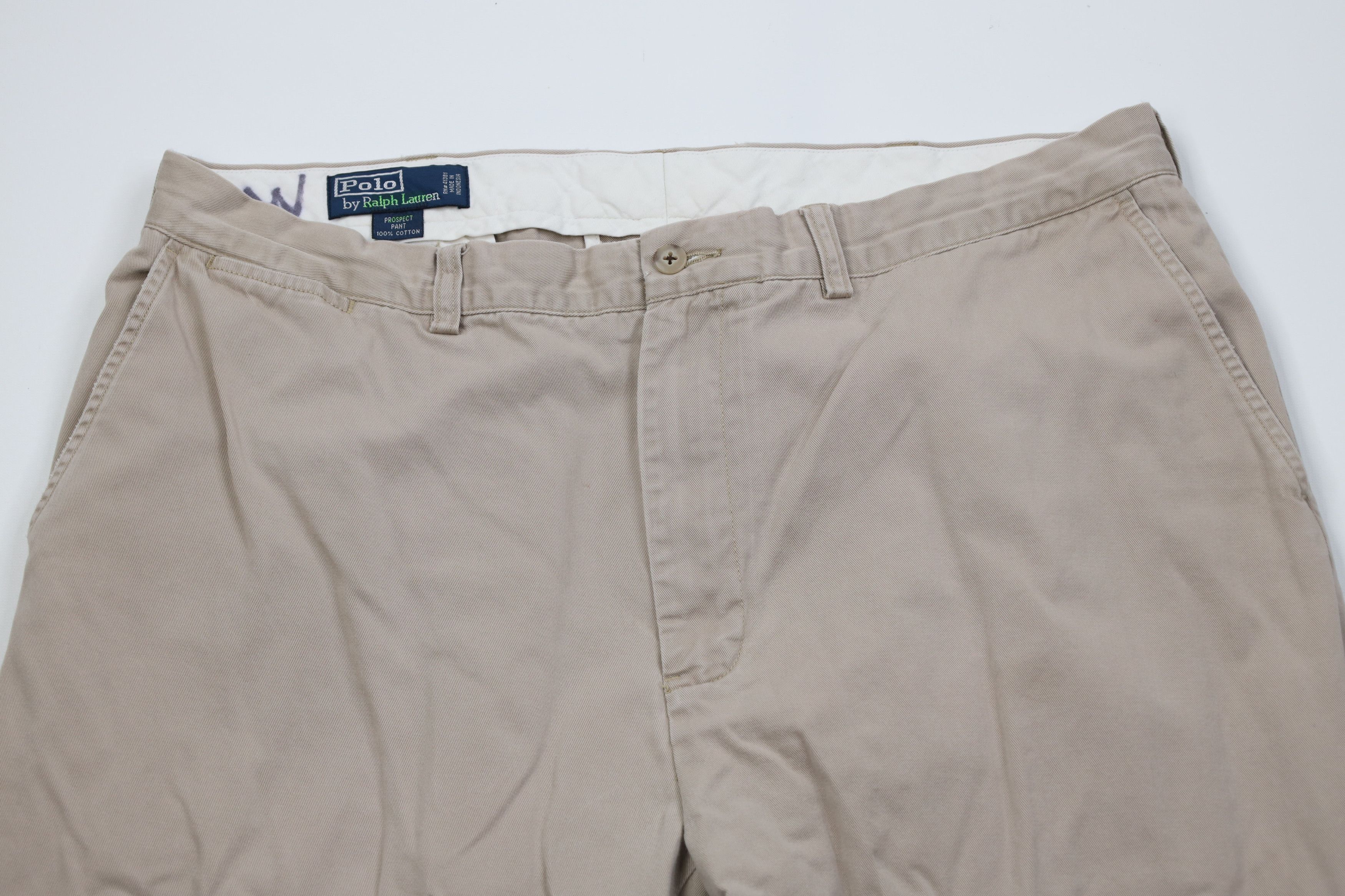 Ralph Lauren Vintage 90s Ralph Lauren Wide Leg Chino Pants Beige Cotton Size US 38 / EU 54 - 2 Thumbnail