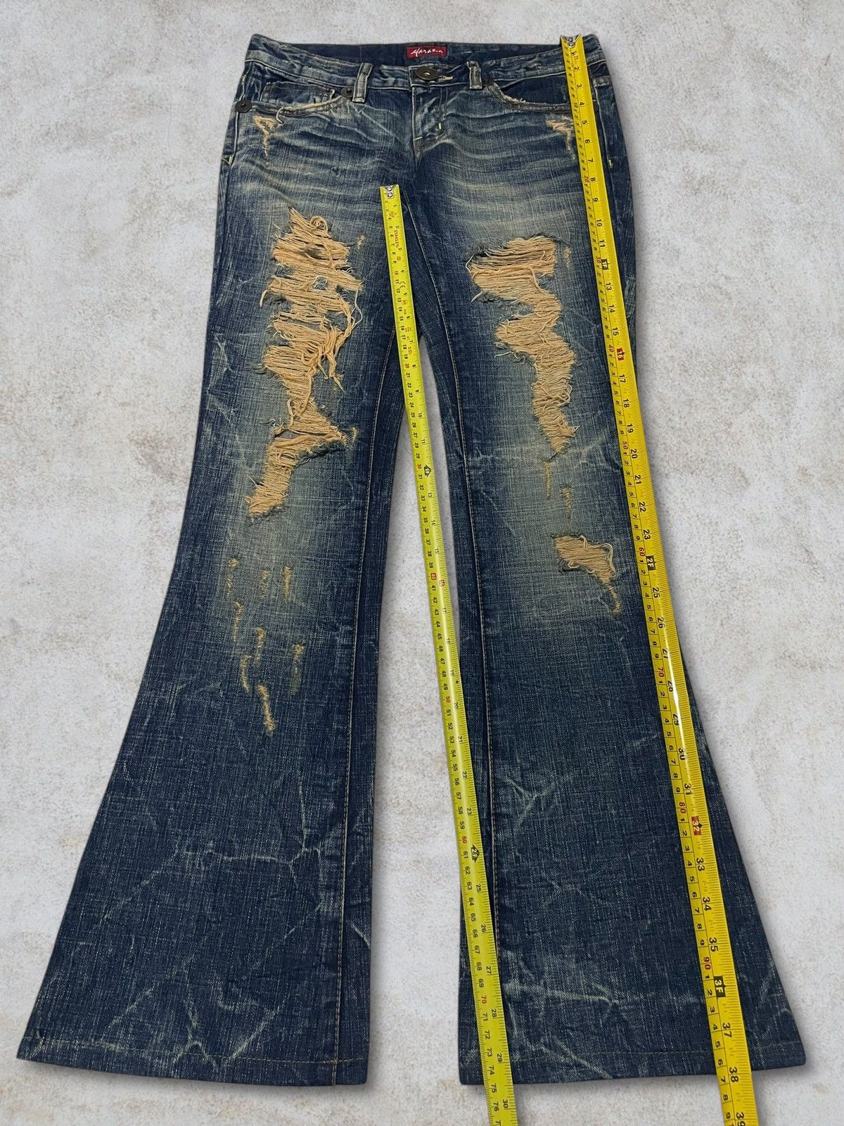 GOSTAR DE FUGA Maraxia Mudwash Distressing Flared Cracked Design Denim Size 25" / US 0 / IT 36 - 23 Thumbnail