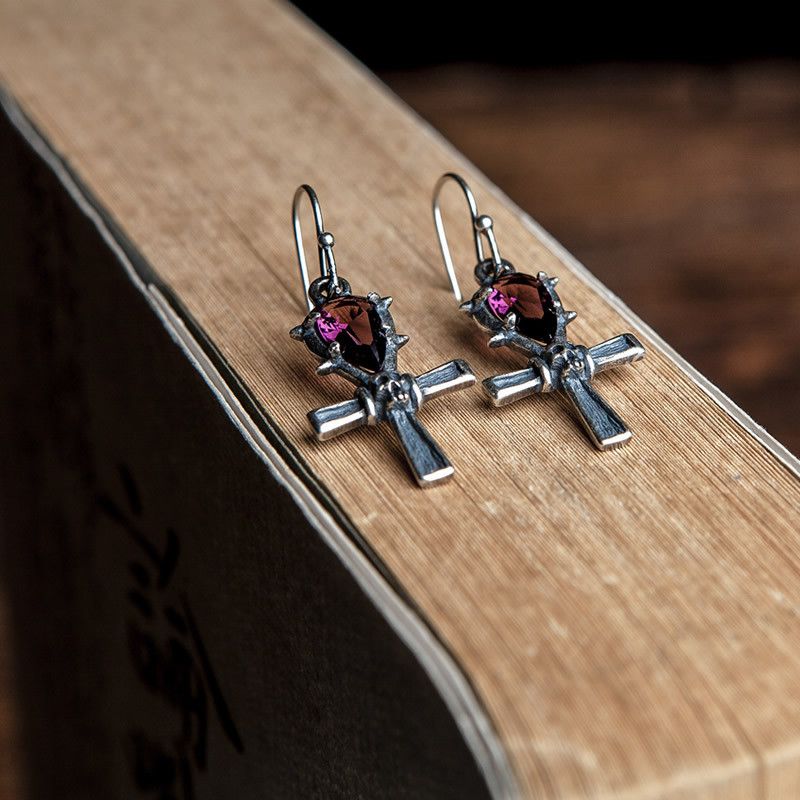 Jewelry (25 Silver Cross Rare Earrings One Pairs Chrome Jewelry Size ONE SIZE - 2 Thumbnail