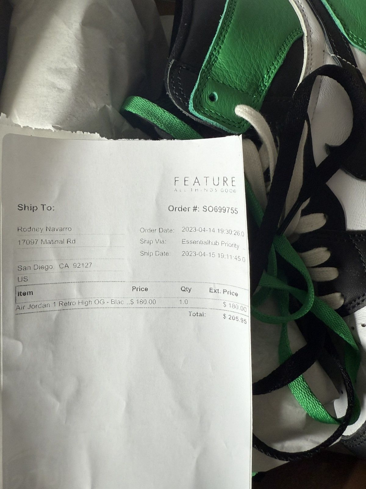 Nike Air Jordan 1 Retro OG High Lucky Green Size US 10 / EU 43 - 8 Thumbnail