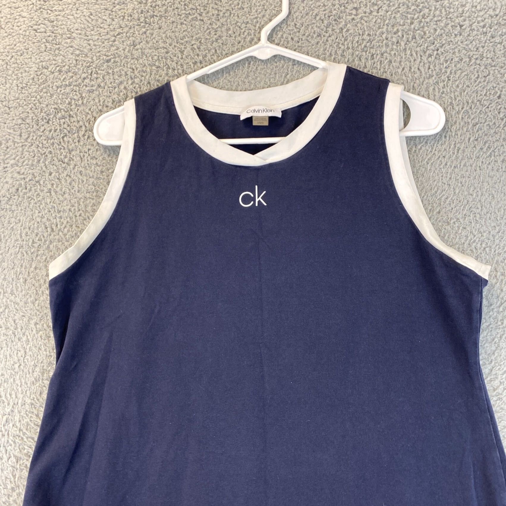 Calvin Klein CALVIN KLEIN Navy Blue T-Shirt Dress Women's Size Large Sleeveless Knee Length Size L / US 10 / IT 46 - 2 Thumbnail