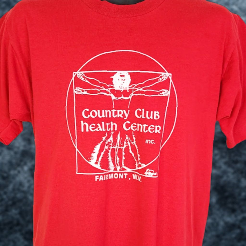 Vintage VINTAGE Vitruvian Man T Shirt Mens Size Medium 80s Country Club Made In USA Screen Stars Red Cotton Blend Short Sleeve Crew Neck 80s Art Tee Mens Size US M / EU 48-50 / 2 - 1 Thumbnail