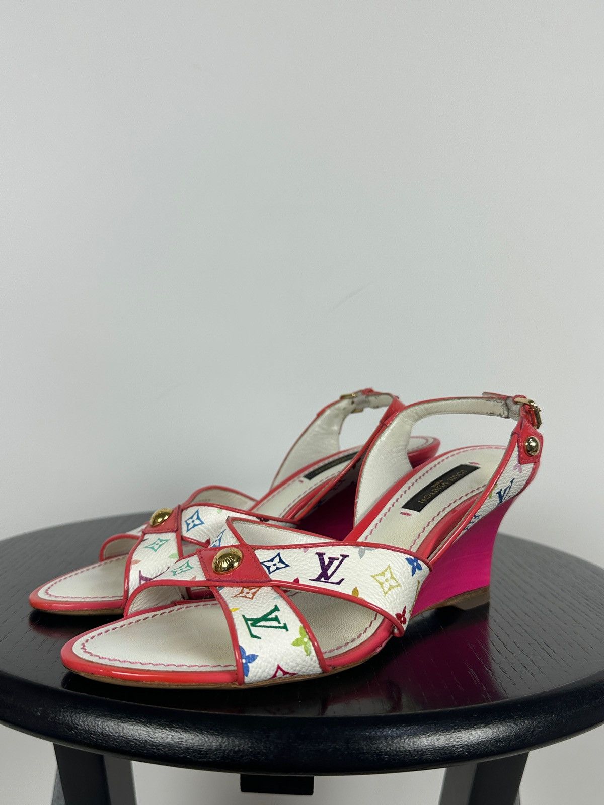 Louis Vuitton × Takashi Murakami 2009 Vintage Louis Vuitton x Takashi Murakami Wedge Sandal Size US 4.5 / IT 34.5 - 7 Thumbnail